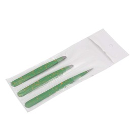 AAProTools 3 Premium Stainless Steel Eyebrow Tweezers with Pouch, Tweezers Set with Slant, Straight and Pointed Tips-Precision Calibrated-Best for Eyebrow, Ingrown Hair and Splinters (Green & Yellow)