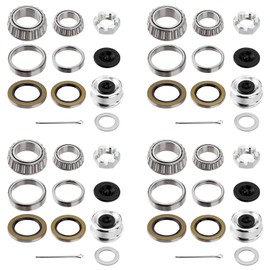 Racewill 4 Sets Trailer Hub Wheel Bearing Kit 25580/25520 LM67048/LM67010 with Grease Seal 10-36 (or 10-10), Fit for 5200-6000 lbs Tandem Axles #D42 Spindle