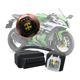 VZG OBD2 Cable Adapter for Kawasaki 4 Pin to 16 Pin OBD Diagnostic Connector,Fits ZX6R/ZX10R/ZX1000 Motorcycles ECU Diagnostic,Work with OBD2 Motorcycle Scan Tools Code Reader