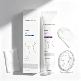 Collagen Fullerene Neck Cream with Five Massage Rollers, Tightening Lifting Firming Cream for Crepey Skin, Anti-Wrinkle Moisturizing Neck Care to Reduce Wrinkles & Double Chin, Lightweight Skin Care for All Skin Types (single bottle)