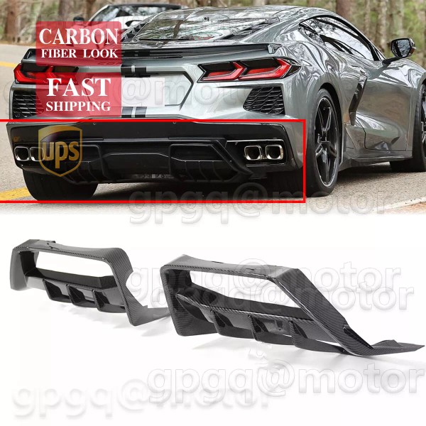 Unbranded For Corvette C8 Z51 2020-25 Carbon Fiber V4 Add-On