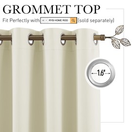 RYB HOME Blackout Curtains Room Divider, Total Privacy Wall Divider Screens Large Bay Window Sound Proof for Living Room Bedroom Patio Door Basement, 1 Panel, Beige, Wide 100 x Long 84 inch