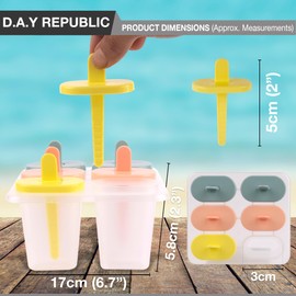 Ice Lolly Moulds, Healthy Refreshing Fruit Treat Maker with Sticks and Drip Guards, Ideal Summer Kitchen Activity with Children, DIY Popsicle (6 Segment Ice Lolly Maker)