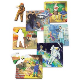 Vemkel Wooden Puzzle Professions, Games from 3 Years, Wooden Puzzle from 3 Years, Jigsaw Puzzle, Educational Games from 3 Years, Preschool Games - 6 Puzzles