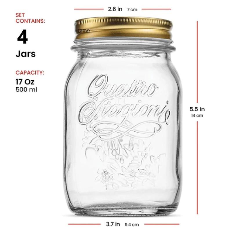 Bormioli Rocco Quattro Stagioni set of 4 Clear Airtight Mason