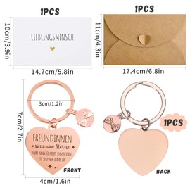 Geschenk Freundin Geburtstag, Schlüsselanhänger für Die Freundin mit Grußkarte und Umschlag, Geschenk Beste Freundin Geburtstag Abschiedsgeschenk Freundschaftsgeschenke Freundin Geschenk (Rosa)