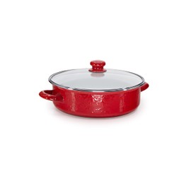 Golden Rabbit Enamelware - Solid Red Pattern - 3qt Saute Pan