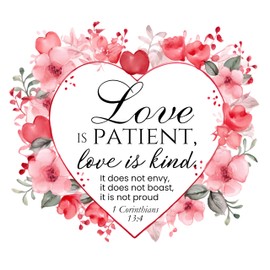 Fabric Panel 14"x14" 1 Corinthians 13:4 Scripture 100% Cotton Quilting Sewing Panel Square R2000