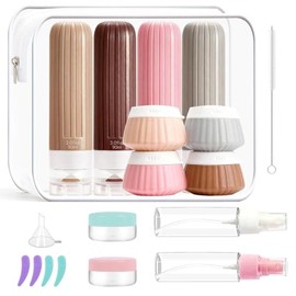 Kit de Viaje 18 Piezas Botellas de Silicona,Envases para Viaje Rellenables 30/90ml a Prueba de Fugas,Set de Botes de Viaje para Champú,Loción y Cosmét