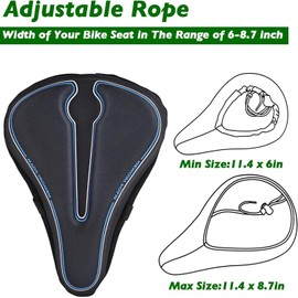 Trkimal Gel Bike Seat Cushion, Bike Foam Memory Seat Cushion, Extra Soft Bicycle Seat Cover, Anti-Slip Bike Saddle Cushion for Mountain Road Bike and Outdoor Cycling