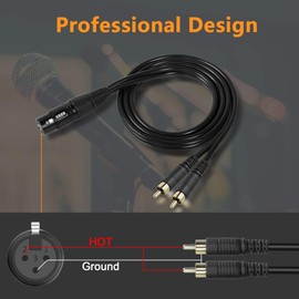 GELRHONR 3Pin XLR to 2 RCA Y Splitter Cable,Un Unbalanced Dual RCA Plug to XLR Female Audio Cable Connector for Speaker Condenser Mic Mixer AMP-1M