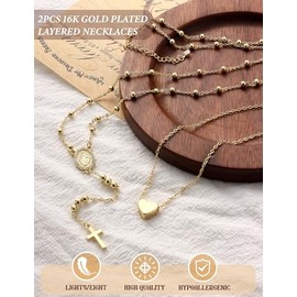 Gold Layered Virgin Mary Cross Necklace for Women