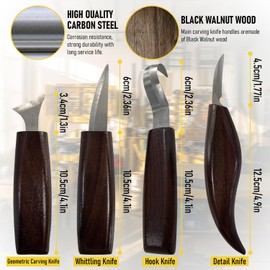 Socpuro 22Pcs Wood Carving Tools Kit, Hand Carving Knife Set with Anti-Slip Cut-Resistant Gloves, Wood Whittling Tool Kit for Beginners Adults Woodworking DIY