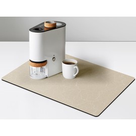 Coffee Maker Mat for Countertops, Coffee Bar Accessories Fit Under Coffee Machine Mat 19"x12"Rubber Backed Coffee Pots - Table Mat Under Appliance, Kitchen Counter Coffee Dish Drying Mat, Marble Beige