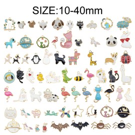 JJGQAZ 20Pair Random Mixed Animals Charms Dog Cat Unicorn Squirrel Charms Enamel Plated Pendant for Jewelry Necklace Bracelet Earrings DIY Making Findings