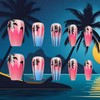 Coconut Palm Medium Coffin Fake Nails Summer Beach Press on
