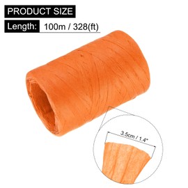 sourcing map 2 Rolls Raffia Paper Ribbon Bulk,1/4 Inch Wide 110 Yards Orange Twine String Paper Yarn for DIY Craft Weaving, Decoration, Gift Wrapping
