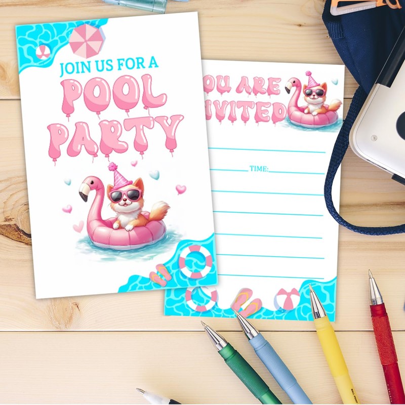 Pool Party Birthday Invitations for Girl