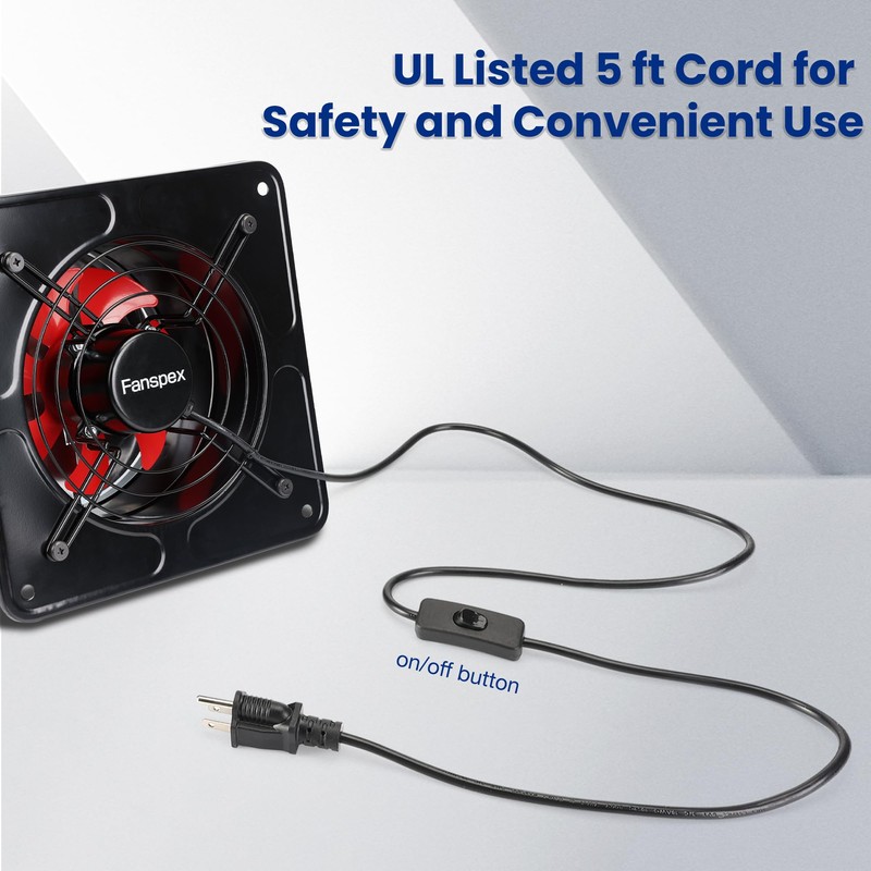 Fanspex 10" High Velocity Exhaust Fan for Kitchen, 1020 CFM