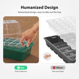 POROLIR Seed Starter Tray, 10PCS Seed Starter Kit, Seedling Starter Trays with Heightened Lids for Seed Staring, Indoor Gardening Plant Germination Trays (12 Cells per Tray) Green