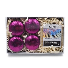 Spa Pure Aromatherapy Gift Set - Lavender Mint Artisan Soap & 4 Shower Steamers - Made with Plant Based Ingredients - Cotton Shower Bag & Soap Bag