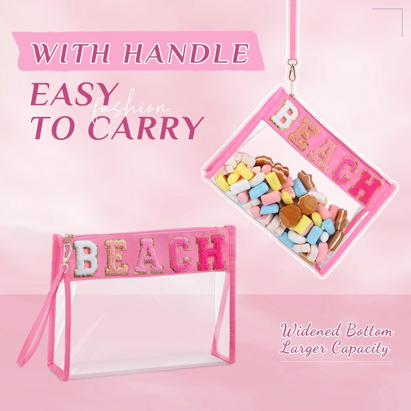 Remerry Clear Chenille Letter Makeup Bag Stand up Snack Bags
