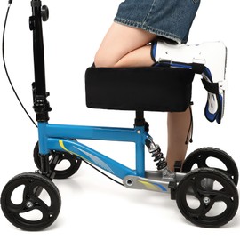 XINTREY Knee Scooter Cushion 2" thick Memory Foam Knee Scooter Pad for Comfort w/Removable Cover Walker/Roller Accessories fits Most Models (Black)
