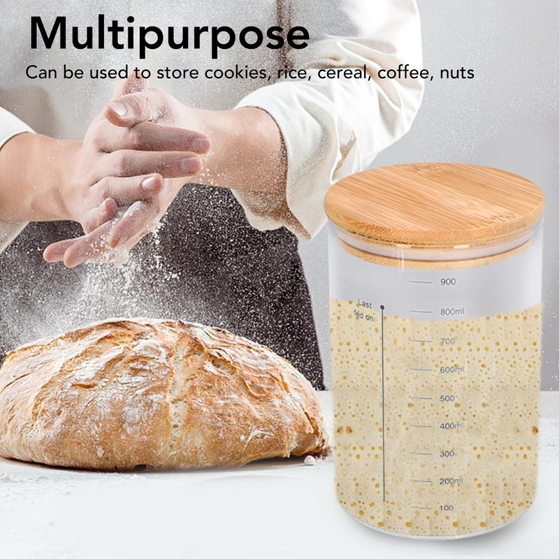 Sourdough Starter Jar Kit Wooden Lid 34oz Sourdough Bread Baking