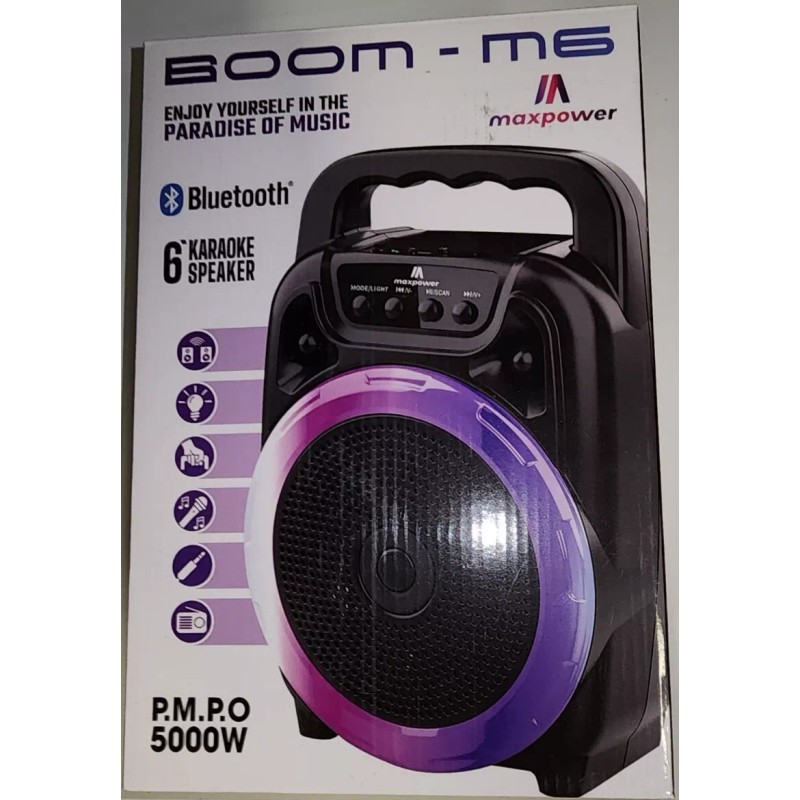 Maxpower BOOM M6 6" Portable Karaoke speaker with LED lights