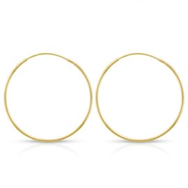 14k Solid Gold Endless Hoop Earrings Sizes 10mm - 20mm, 14k Gold Thin Hoop Earrings, Cartilage Earrings, Helix Earring, Nose Hoop, Tragus Earring, 100% Real 14k Gold (20mm)