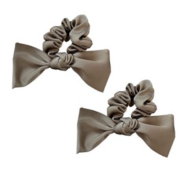 scicent Scrunchies for Girls 2 Pieces Satin Hair Scrunchie Silk Hair Hair Bands for Frizz Prevention Hair Ties for Breakage Prevention Elastic Ponytail Holders - Coffee