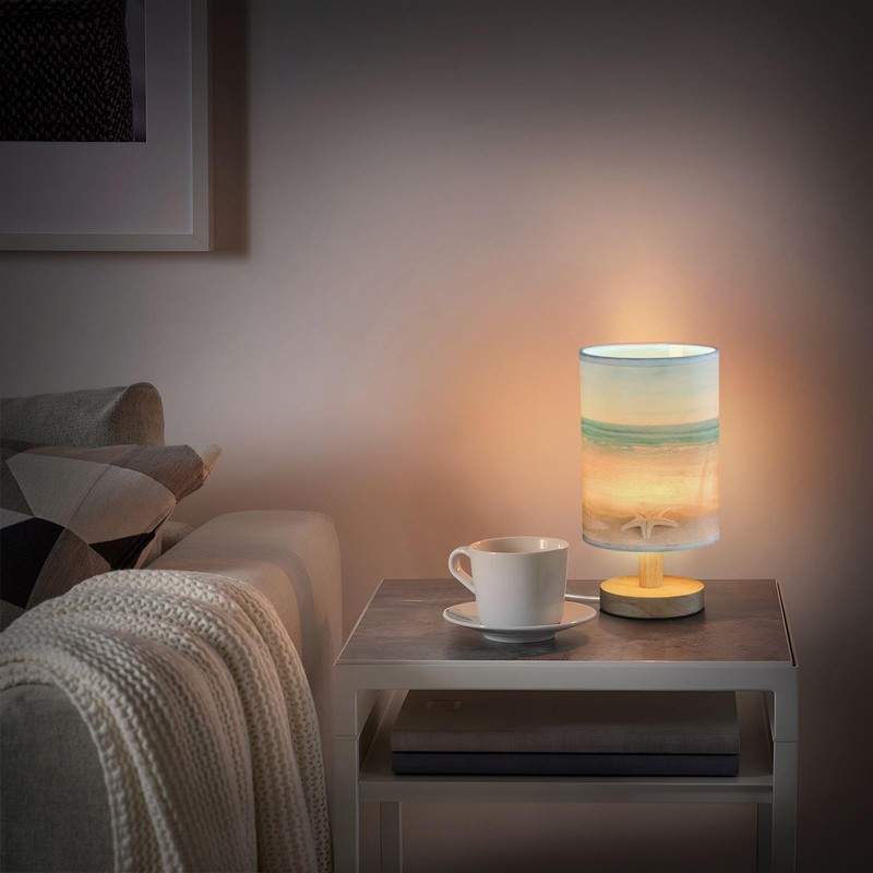 Mnsruu Small Table Lamp for Bedroom Seashells on Tropical Beach