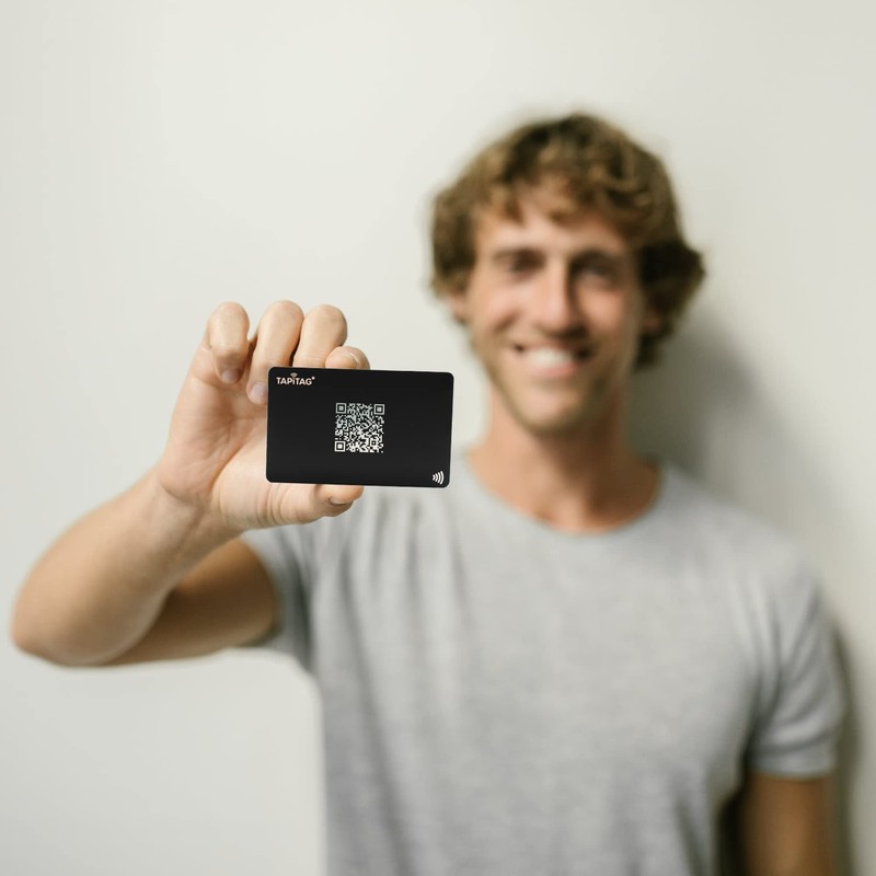 TAPiTAG Digital Business Card Metal NFC Tag + QR (Black)