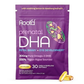 Rootd DHA prenatal 300 mg de DHA omega-3 vegano puro de aceite de algas. Suplemento prenatal de origen vegetal para el embarazo y el desarrollo...    