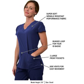 Conjunto de uniforme médico de enfermería GT 4FLEX para mujer, colores sólidos y estampados, azul marino / indigo (Navy/Indigo), XL