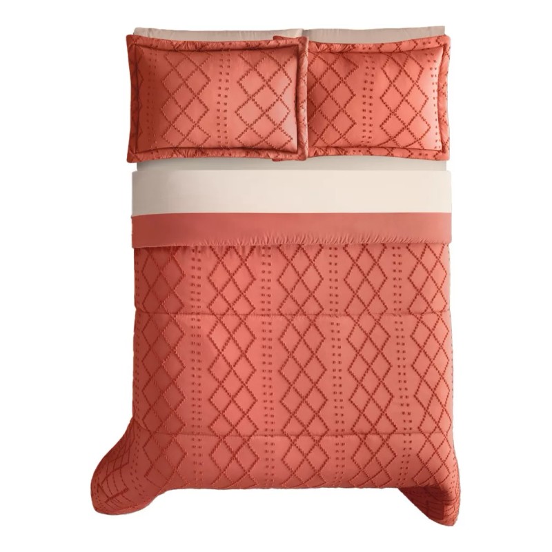 Elefantito Hogar Edredon King Size Con Fundas Premium Cerdeña Terracota