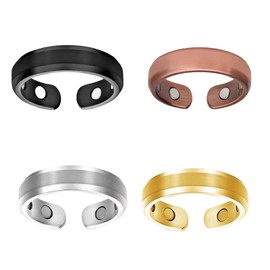 Pack of 4 Lymphatic Drainage Magnetic Rings, Mag Rostate Therapy Ring, Unisex Lymphatic Drainage Ring, Adjustable Size, Promotes Metabolism (Black, Gold, Silver, Rose Gold)