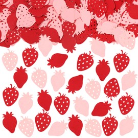Liobelon 300 Pieces Strawberry Confetti, Pink Table Confetti Strawberry Shortcake Decorations for Friut Theme Party Baby Shower