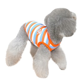 Pet Dog Striped T-Shirt for Small Dogs Cat Clothes Summer Cotton Shirt Puppy Clothes Sleeveless Vest Short Shirts, S-XXL (Orange, XL)