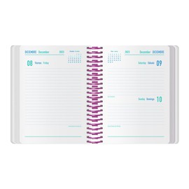 Q Kalon - School Diary 2023-2024 (September to June) - Day Page - Size: 11 x 15 cm (A6) - Bilingual: Spanish and English - Marble