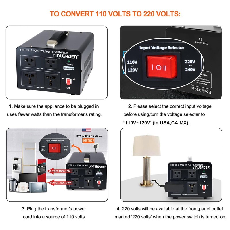 Yinleader 3000 Watt Voltage Converter Transformer Step Up 110V to