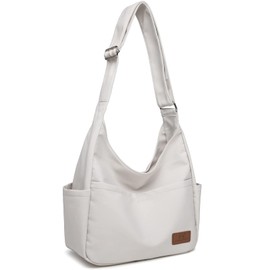 Travistar Messenger Bag Large Cross Body Bag Hobo Shoulder Bag Aesthetic Crossbody Bags for Women Men Canvas Bag Tote Bag Y2K Satchel Bag for School Travel Casual Daily, Beige