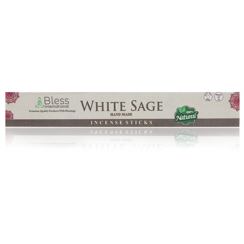 Bless-White-Sage-Incense-Sticks 100%-Natural-Handmade-Hand-Dipped-Incense-Sticks Organic-Chemicals-Free For-Purification-Relaxation-Positivity-Yoga-Meditation The-Best-Woods-Scent (25 Sticks (40GM))