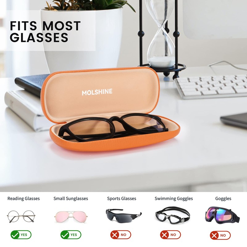 MOLSHINE Hard Shell PU Leather Glasses Case,Travel Portable Eyeglass Case