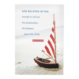 DaySpring Max Lucado Encouragement Greeting Cards w Embossed Envelopes - Boat on Beach, 4 Count (44000)