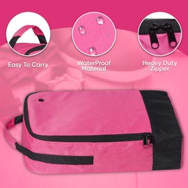 Travel Shoe Bag with Zipper Pocket Water Resistant Golf Sports Boot Bag Carry Strap Handle (Football Boot Bag, Pink)