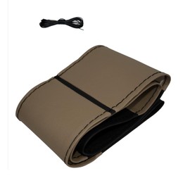 LBM64 - Steering Wheel Cover for Lacing, Black/Beige with Black Stitching