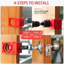 RKK Door Lock Installation Kit, Including 2-1/8" and 1" Hole Saw with Guide Template & Arbor Hole Saw Kit for Wooden Doors/Windows (1 Set)