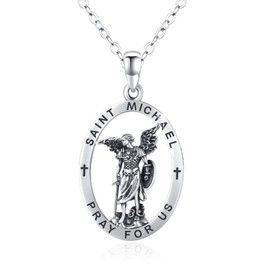 ZIPPICE Saint Michael Necklace S925 Sterling Silver Necklace Protection Good Luck Amulet Necklace for Men Women Archangel Pendant Necklace Jewellery Gifts