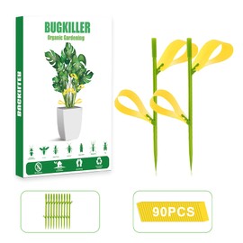 90PCS Yellow Sticky Traps for Indoors/Outdoor Gnat Traps for Plants Fungus Gnats Sticky Traps for Whiteflies Mosquitoes Fruitflies Thrips Aphids... Stake Holders Included Dual-Sided
